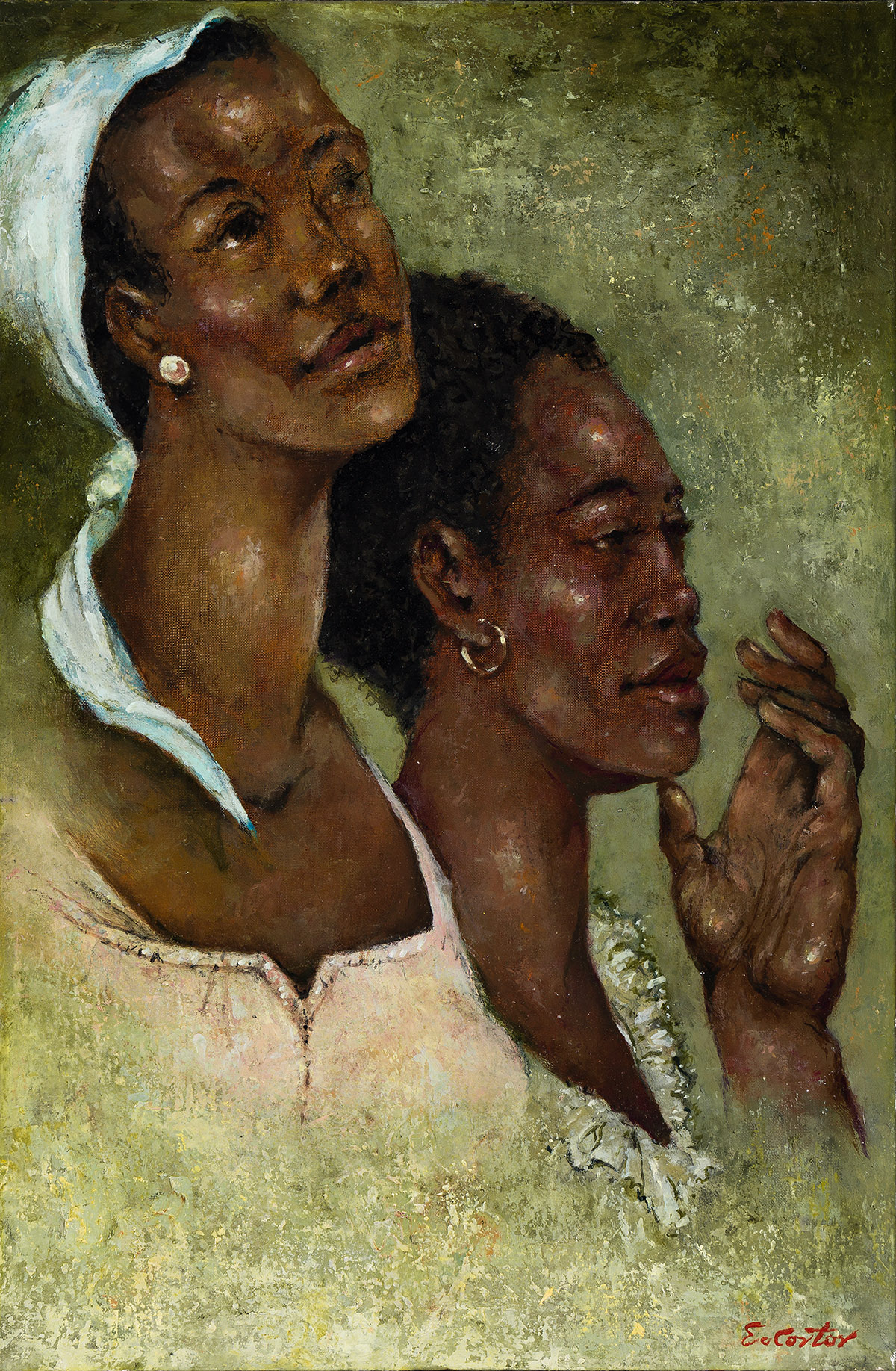 ELDZIER CORTOR (1916 - 2015) Two Women with Earrings.